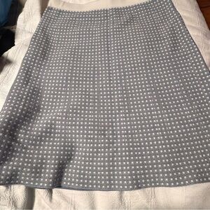 Ann Taylor Navy and White Patterned A-Line Skirt